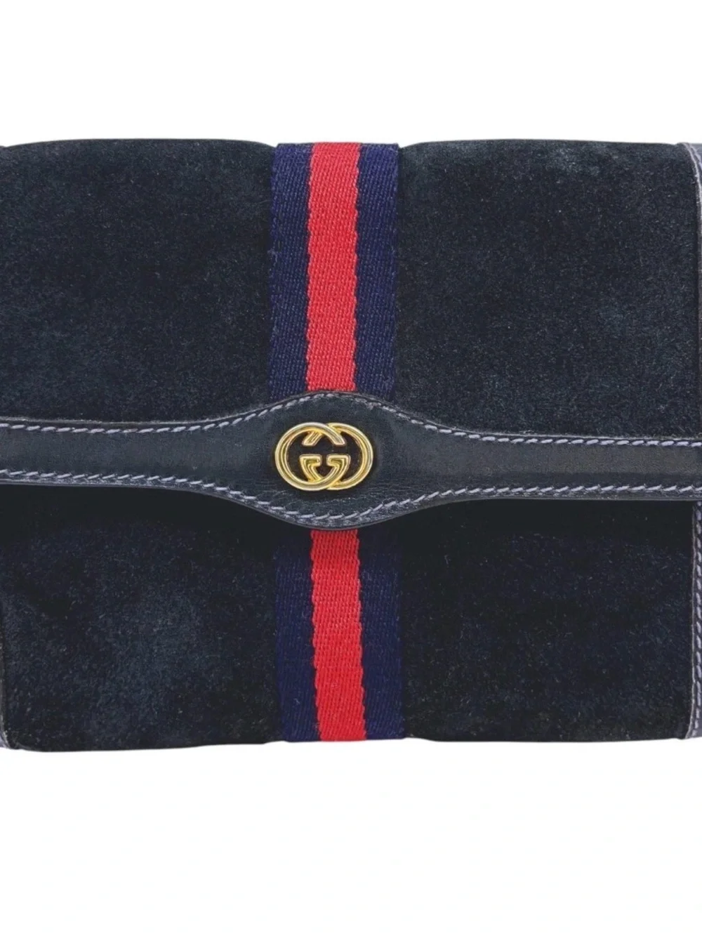 Vintage Gucci Navy blue suede clutch